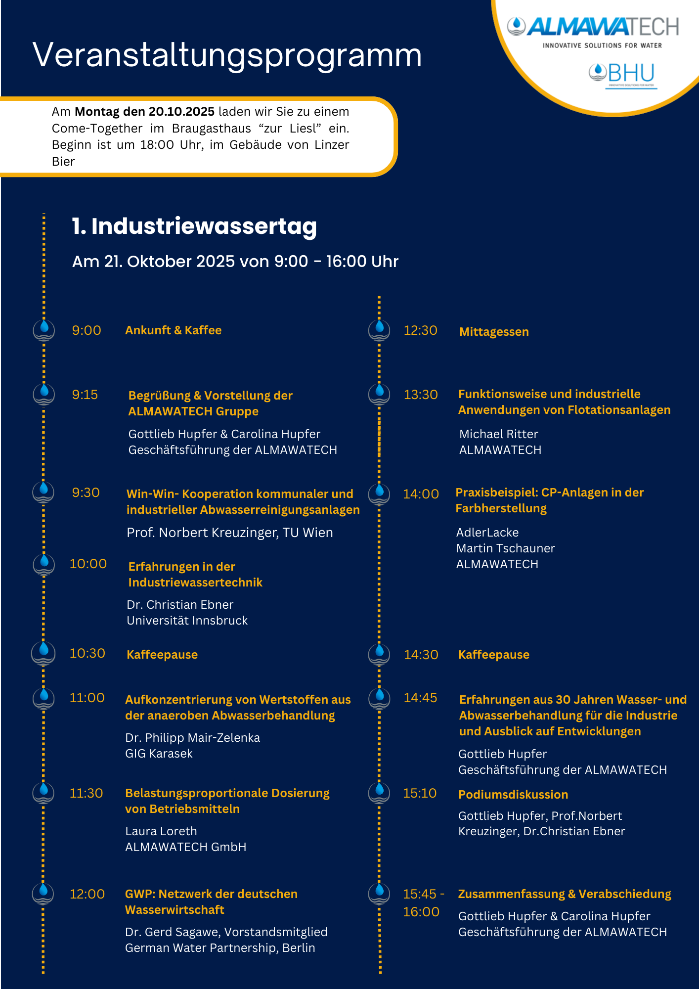 Programm der Tagung für die industrielle Wasseraufbereitung in Österreich